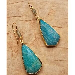Amazonite Faceted Teardrop GF Crystal Artisan Earring